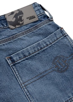 Męskie Spodnie Jeansowe Pitbull Carpenter Niebieski Jeans Loose Tappered