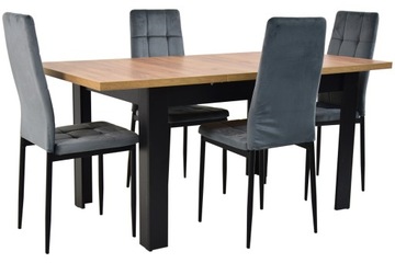 Meble kuchenne STÓŁ ROZKŁADANY i 4 krzesła WELUR