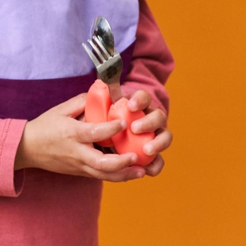 РОЗОВЫЕ столовые приборы, вилка и ложка, ступень 2 для обучения манерам бабушки 1-3 года.