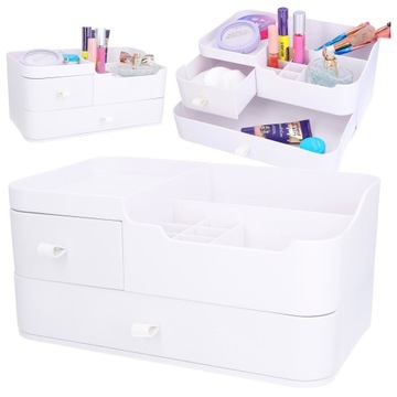 ORGANIZER NA KOSMETYKI łazienkowy pudełko pojemnik szkatułka 2 szufladki