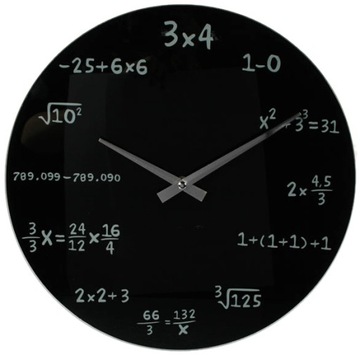 ZEGAR ŚCIENNY MATEMATYKA GENIUSZA SZKLANA TARCZA