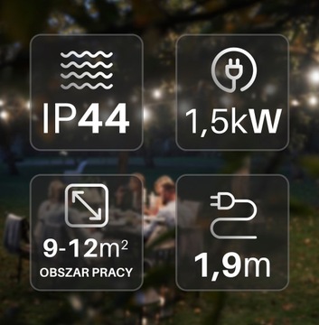 Lampa Grzewcza Diuna Wisząca Czarna Panel Grzewczy Podczerwień Promiennik