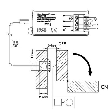 БЕСКОНТАКТНЫЙ ПИР-ПЕРЕКЛЮЧАТЕЛЬ ДЛЯ СВЕТОДИОДНОГО ИНФРАКРАСНОГО ДАТЧИКА ДВИЖЕНИЯ ДИАПАЗОНОМ 5-6 СМ