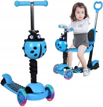 ТРЕХКОЛЕСНЫЙ СВЕТОДИОДНЫЙ БАЛАНСИРОВОЧНЫЙ СКУТЕР 5В1 BIEDRONKA