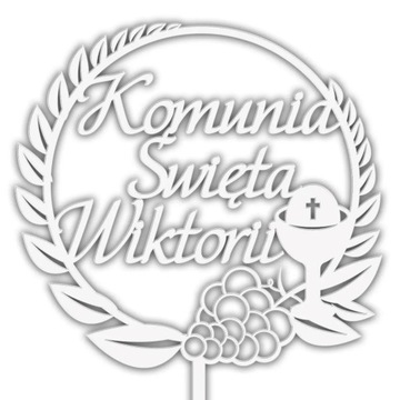 TOPPET TORT NAPIS na PIERWSZA KOMUNIA ŚWIĘTA biały