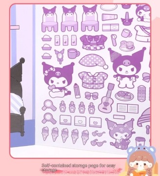 Наклейки Kuromi My Melody Cinnamoroll Hellokitty, милый студент, счастливый пузырь