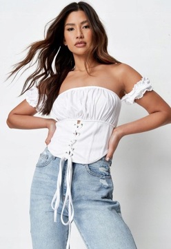 Missguided vqw BIAŁY TOP GORSETOWY M