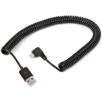 Kabel USB microUSB kątowy sprężyna spirala 3m