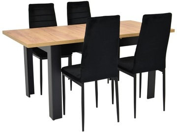 Stół 80x140/180 CRAFT i 4 krzesła KUCHENNE czarne