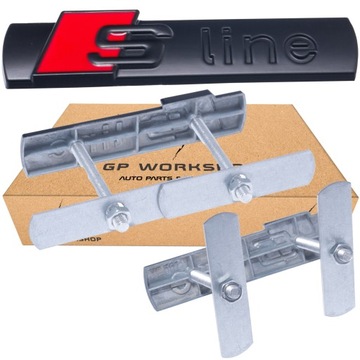 ЭМБЛЕМА AUDI S-LINE ЗНАК ЛОГОТИП РЕШЕТКА МАТОВЫЙ ЧЕРНЫЙ