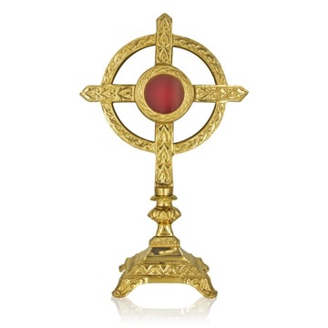 RELIKWIARZ liturgiczny mosiężny Krzyż OZDOBNY