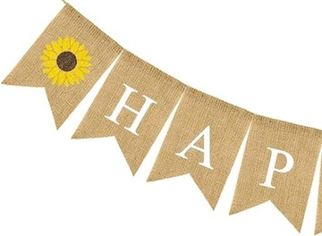 ДЖУТОВАЯ ГИРЛЯНДА БАННЕР С ДНЕМ РОЖДЕНИЯ ПОДСОЛНУХИ