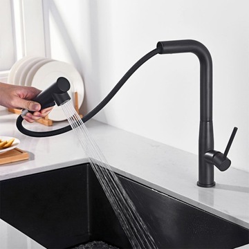 Bateria Kuchenna Zlewozmywa Kran Stalowy z Wyciąganą Wylewką 2-Tryby 50CM