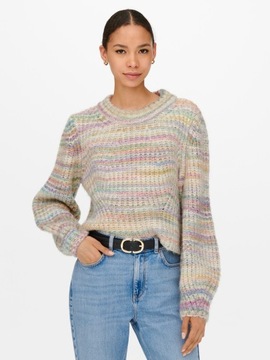 Only dzianinowy damski sweter paski multikolor M