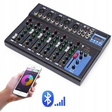 7-канальный живой звук USB Bluetooth-микшер Аудио DJ Музыкальное шоу