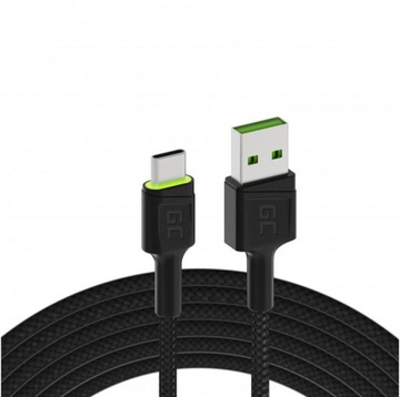KABEL USB-A -> USB-C Green Cell RAY 120cm ZIELONY LED QUICK CHARGE 3.0 K