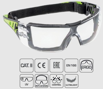 HOGERT GLASSES ЗАЩИТНЫЕ ОЧКИ ПРОЗРАЧНЫЕ, НЕ ЗАТЕВАЮЩИЕСЯ, С АНТИРАСПЫЛЕНИЕМ