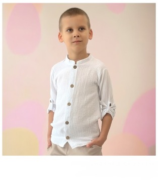 140 черная муслиновая рубашка ПОЛЬША, застегнутая на пуговицы