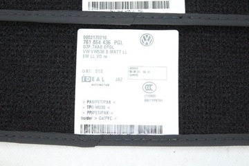 ORIG. KOBERCE VELUROVÉ VOLKSWAGEN TOUAREG III 761863011A KOMPLET
