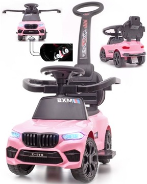Jeździk sportowy MX5 z rączką do pchania dźwięki LEDy