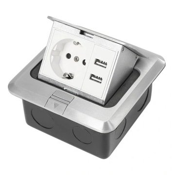 1 dostęp do Euro podwójne gniazdo USB Silver J02 Pop-Up