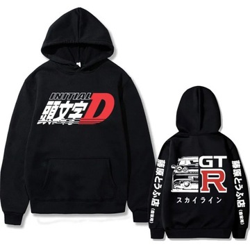 y2k bluza męska z kapturem Anime Drift AE86 Initia