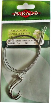 MIKADO PRZYPON HACZYK 3szt HAK nr2/0 / 25cm / 15kg