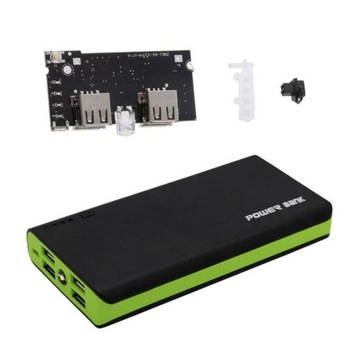 2 корпуса Power Bank с зеленым портом PCBA + зарядное устройство