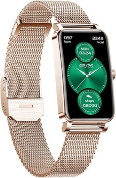 Złoty Elegancki Kardiowatch SMARTWATCH ZEGAREK MENU PL POLSKIE DAMSKI