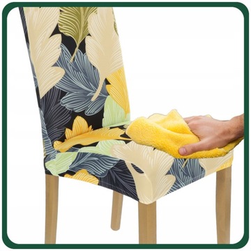 БЕЖЕВЫЙ ПОКРЫТИЕ НА СТУЛ, ЖЕЛТЫЕ ЛИСТЬЯ, УЗОРЫ, ГИБКИЙ, УНИВЕРСАЛЬНЫЙ