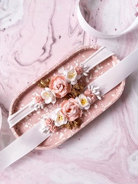 Платье для крещения роз, комплект с повязкой на голову и поясом