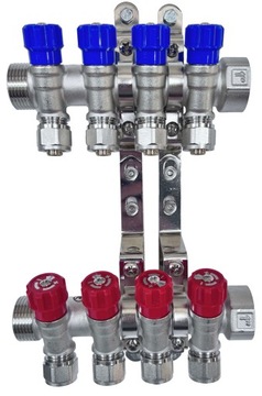 X-HOME ROZDZIELACZ PEX 1” x 16 mm 4 OBWODY WODY ZIMNEJ 4 OBWODY CIEPŁEJ