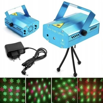 LASER PROJEKTOR LASEROWY ŚWIĘTA + STATYW 3D z CZUJNIKIEM DŹWIĘKU mini