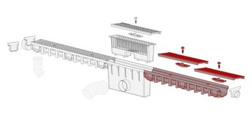ЛИНЕЙНЫЙ ДРЕНАЖ Пластиковый лоток/пластик В125 х98 графит