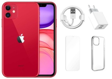 Apple IPHONE 11 64GB - Czerwony - zestaw ładowarka + kabel - Klasa PREMIUM
