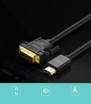 UGREEN ДВУНАПРАВЛЕННЫЙ КАБЕЛЬ HDMI DVI 1М