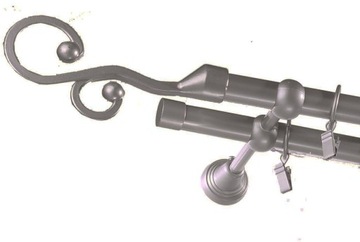 Karnisz metalowy fi 16 podwójny 150 cm