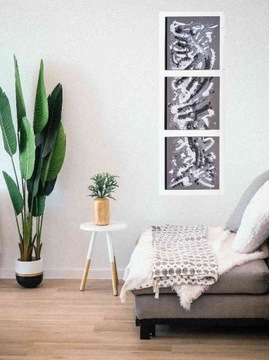 Abstrakcja - unikalny obraz ceramiczny 3 kafle sygnowany nowy