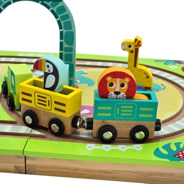 Tooky Toy Деревянный чемодан Трек Зоопарк Животные Транспортные средства Вагоны