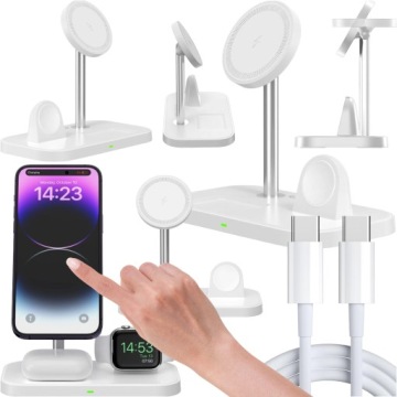ИНДУКЦИОННОЕ ЗАРЯДНОЕ УСТРОЙСТВО QI MAG SAFE 15 Вт ДЛЯ IPHONE 12 13 14 15/AIRPODS/ЧАСЫ