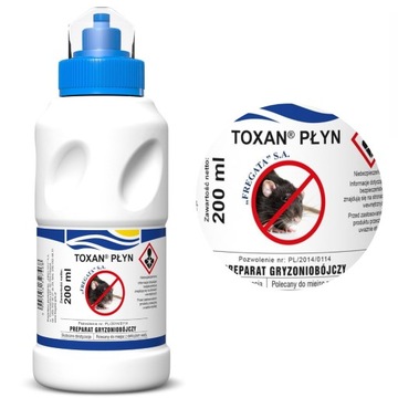 TRUTKA na myszy szczury PREPARAT GRYZONIOBÓJCZY TOXAN PŁYN 200ml gryzonie