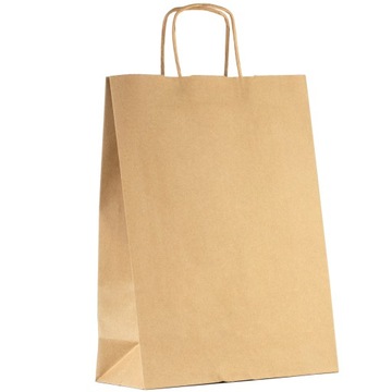 TORBA TOREBKA PAPIEROWA SZARA KLOCKOWA KRAFT 25x11x32 cm A4 100 szt. 90g/m2