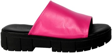 Klapki Tamaris 1-27252-20 519 Fuxia Black Skórzane