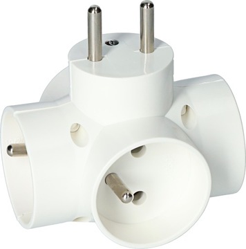 Rozgałęźnik Złodziejka Rozdzielacz 4 gniazda biały R-48