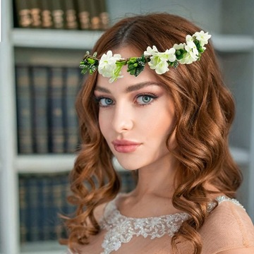 венок на голову, 1 повязка для волос с белыми цветами