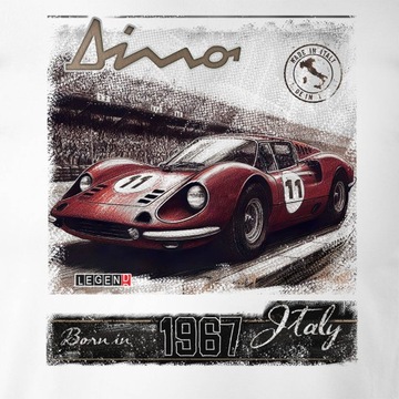 Koszulka z samochodem Ferrari Dino F1 Le Mans na prezent motoryzacyjna