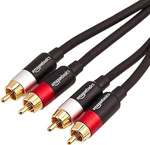 Kabel audio RCA Amazon Basics 2-męski na 2-męski, 1,2 m, czarny