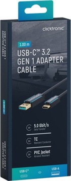 CLICKTRONIC Kabel przewód USB 3.2 Gen 1 - USB-C 1m