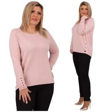 SWETER DAMSKI BROKATOWY LUŹNY SWETEREK ELEGANCKI OZDOBNE NAPY RAGLAN