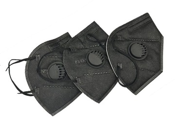 100 ШТ. МАСКА С КЛАПАНОМ KN95 FFP2 ЧЕРНАЯ АНТИВИРУСНАЯ